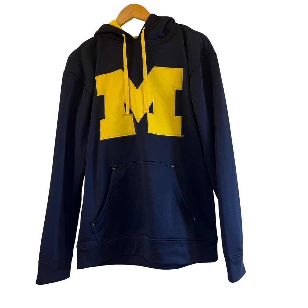 SECTION 101 by Majestic‎ Michigan Wolverines Navy Blue Hoodie Sweatshirt Size M